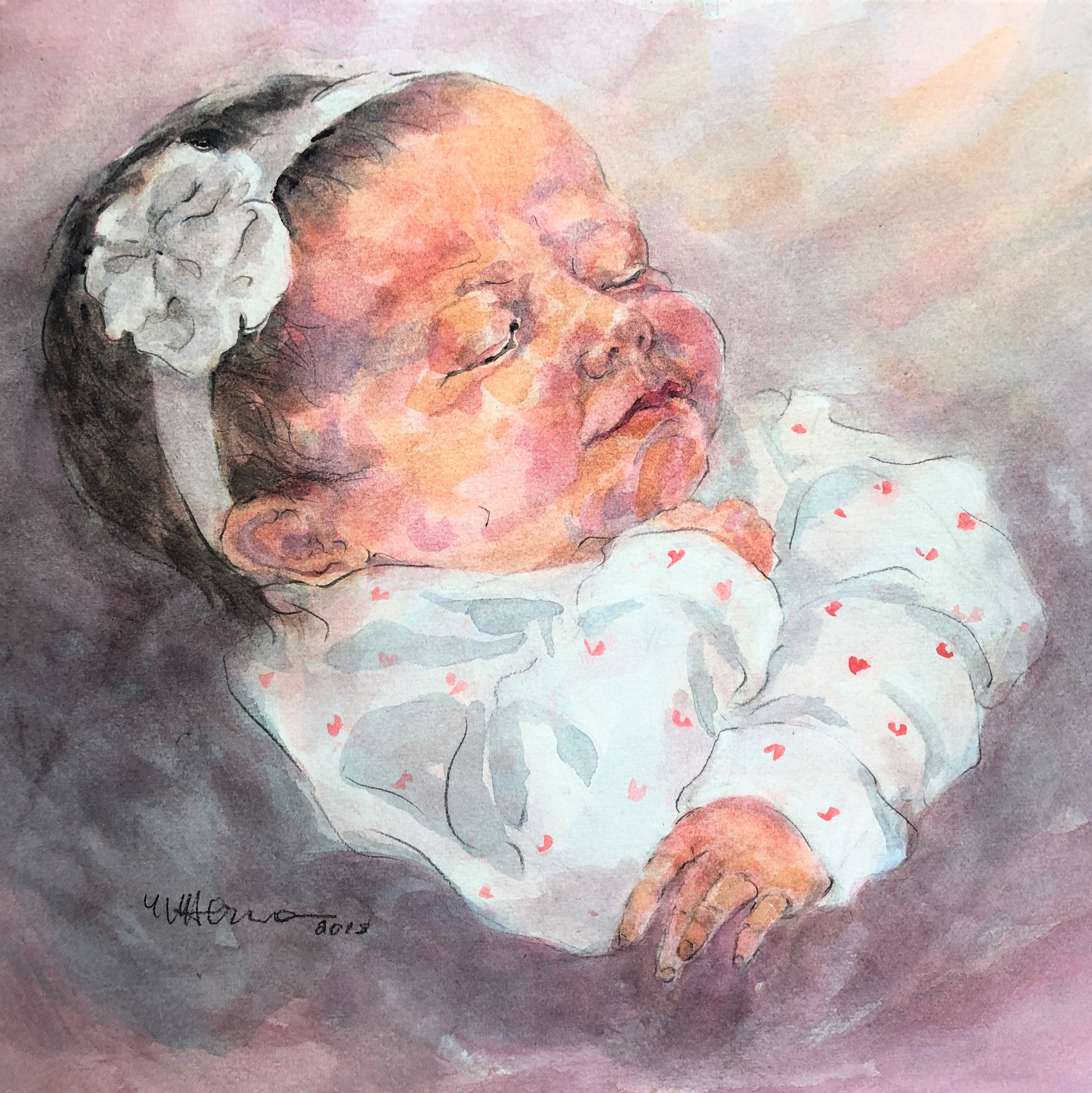 Baby portrait for a friend. 
Watercolor on paper
9x12